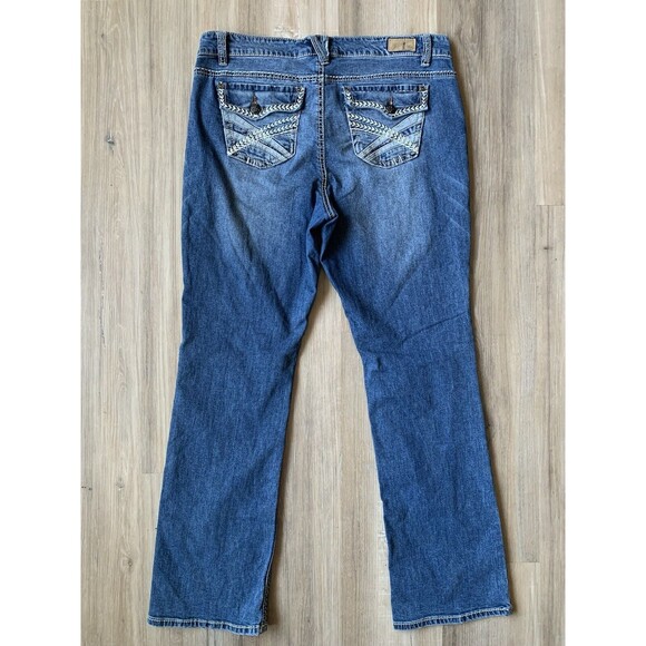 Supplies By Union Bay Tummy Smoothing Jeans Style Amy Embroidered Pockets Sz 14 - Picture 11 of 15